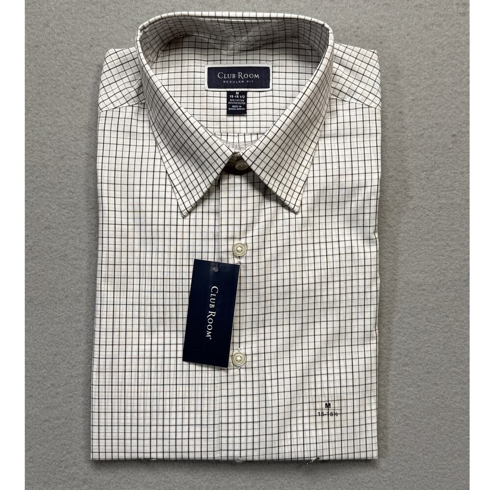 Club Room Men's Check Dress Shirt black/white medium 15-15.5" $50
